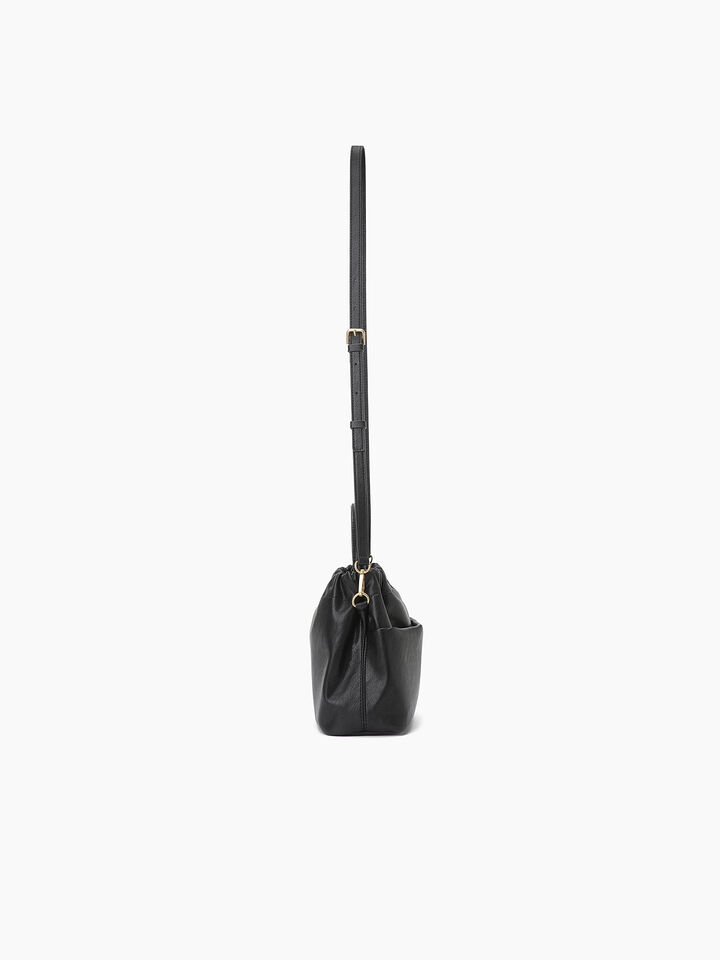 Black shoulder bag with rouching - null - Black | Sisley K image number 3